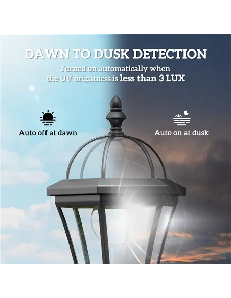 Outsunny 2 PCS 1.3M Garden Solar Lamp Post Lights Solar Powered LED Lantern Patio Pathway Walkway Outdoor Water-Resist Auto Swit