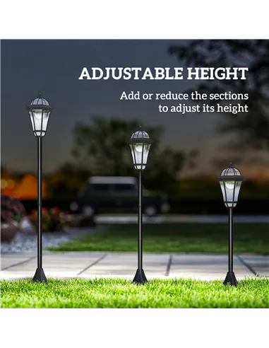 Outsunny 2 PCS 1.3M Garden Solar Lamp Post Lights Solar Powered LED Lantern Patio Pathway Walkway Outdoor Water-Resist Auto Swit
