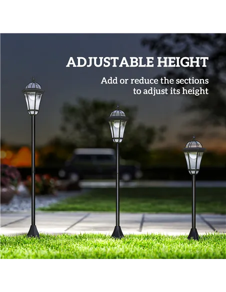 Outsunny 2 PCS 1.3M Garden Solar Lamp Post Lights Solar Powered LED Lantern Patio Pathway Walkway Outdoor Water-Resist Auto Swit
