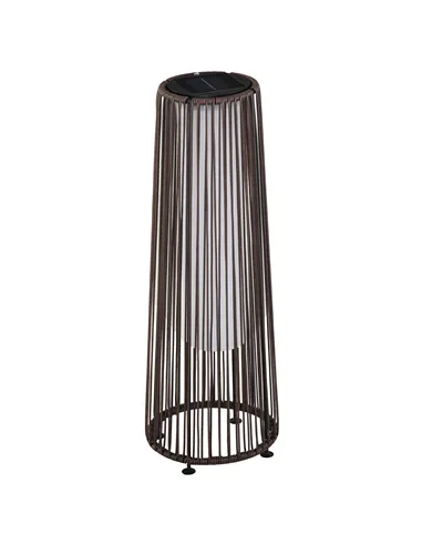 Outsunny Patio Garden PE Rattan Solar Lights Woven Resin Wicker Lantern Auto On/Off Solar Powered Lights for Porch, Yard, Lawn, 