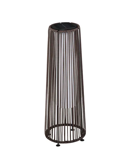 Outsunny Patio Garden PE Rattan Solar Lights Woven Resin Wicker Lantern Auto On/Off Solar Powered Lights for Porch, Yard, Lawn, 