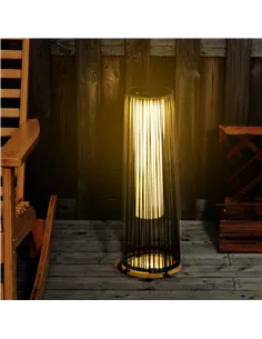 Outsunny Patio Garden PE Rattan Solar Lights Woven Resin Wicker Lantern Auto On/Off Solar Powered Lights for Porch, Yard, Lawn,  2