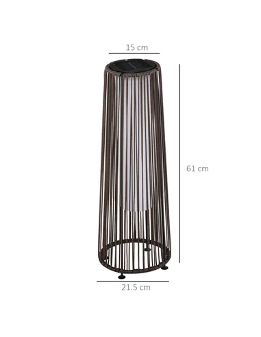 Outsunny Patio Garden PE Rattan Solar Lights Woven Resin Wicker Lantern Auto On/Off Solar Powered Lights for Porch, Yard, Lawn, 