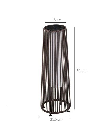 Outsunny Patio Garden PE Rattan Solar Lights Woven Resin Wicker Lantern Auto On/Off Solar Powered Lights for Porch, Yard, Lawn, 