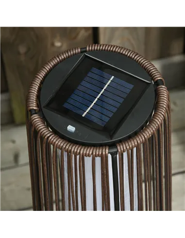 Outsunny Patio Garden PE Rattan Solar Lights Woven Resin Wicker Lantern Auto On/Off Solar Powered Lights for Porch, Yard, Lawn, 