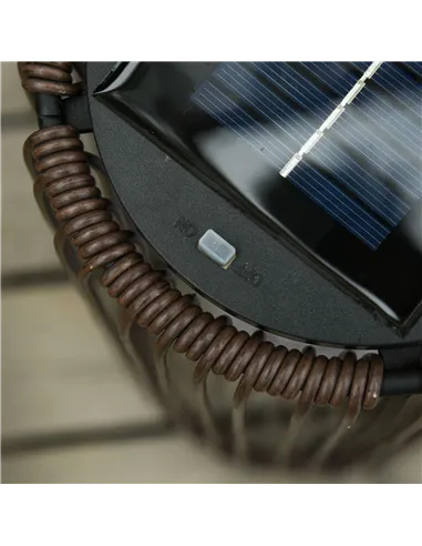 Outsunny Patio Garden PE Rattan Solar Lights Woven Resin Wicker Lantern Auto On/Off Solar Powered Lights for Porch, Yard, Lawn, 