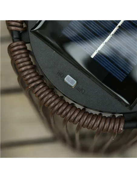 Outsunny Patio Garden PE Rattan Solar Lights Woven Resin Wicker Lantern Auto On/Off Solar Powered Lights for Porch, Yard, Lawn, 