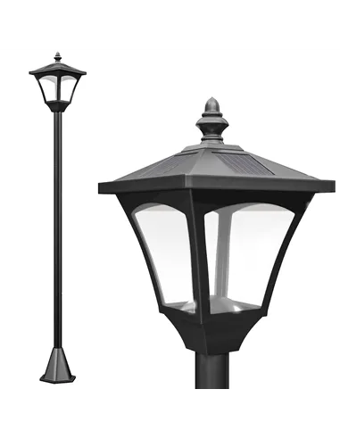 Outsunny Outdoor Garden Solar Post Lamp Photosensitive LED Lantern Bollard Pathway 1.2M Tall – Black