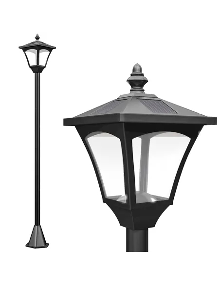 Outsunny Outdoor Garden Solar Post Lamp Photosensitive LED Lantern Bollard Pathway 1.2M Tall – Black