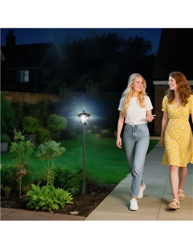 Outsunny Outdoor Garden Solar Post Lamp Photosensitive LED Lantern Bollard Pathway 1.2M Tall – Black