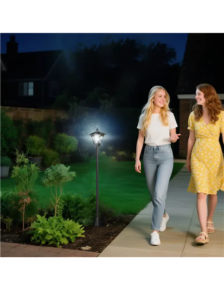 Outsunny Outdoor Garden Solar Post Lamp Photosensitive LED Lantern Bollard Pathway 1.2M Tall – Black