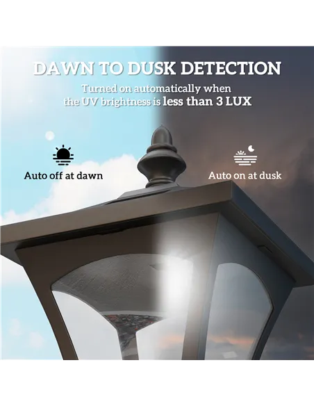 Outsunny Outdoor Garden Solar Post Lamp Photosensitive LED Lantern Bollard Pathway 1.2M Tall – Black