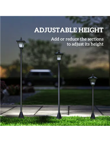 Outsunny Outdoor Garden Solar Post Lamp Photosensitive LED Lantern Bollard Pathway 1.2M Tall – Black