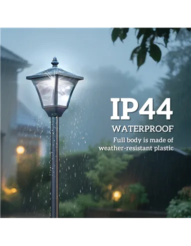 Outsunny Outdoor Garden Solar Post Lamp Photosensitive LED Lantern Bollard Pathway 1.2M Tall – Black