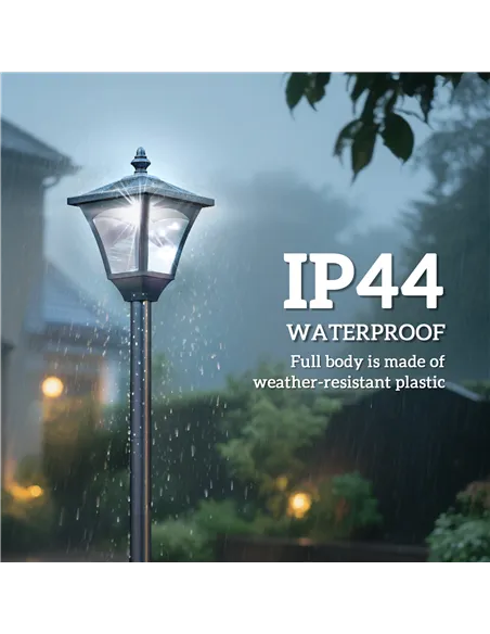 Outsunny Outdoor Garden Solar Post Lamp Photosensitive LED Lantern Bollard Pathway 1.2M Tall – Black