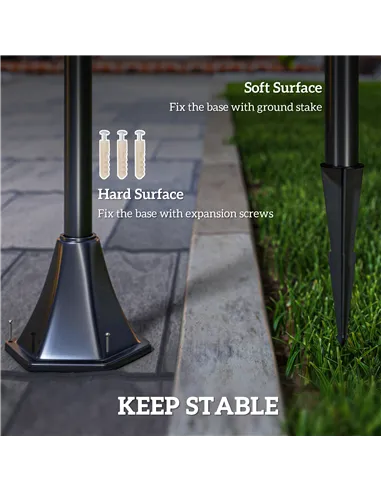 Outsunny Outdoor Garden Solar Post Lamp Photosensitive LED Lantern Bollard Pathway 1.2M Tall – Black