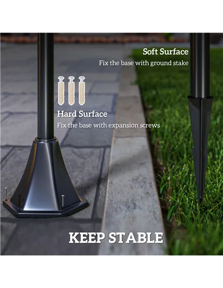 Outsunny Outdoor Garden Solar Post Lamp Photosensitive LED Lantern Bollard Pathway 1.2M Tall – Black