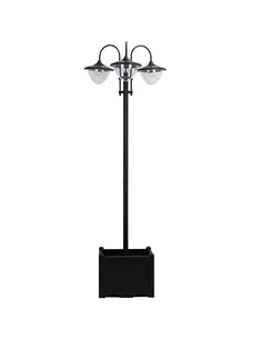 Outsunny 189cm 3-head Solar Lamp Post, Street Light with Planter, Automatic-on, 6 Hour Max Outdoor Ready LED Lighting, Black