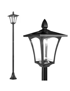 Outsunny Outdoor Garden Solar Post Lamp Sensor Dimmable LED Lantern Bollard Pathway 1.6M Tall – Black