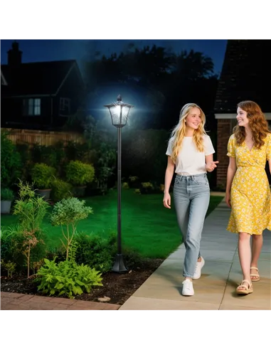 Outsunny Outdoor Garden Solar Post Lamp Sensor Dimmable LED Lantern Bollard Pathway 1.6M Tall – Black