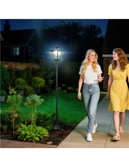 Outsunny Outdoor Garden Solar Post Lamp Sensor Dimmable LED Lantern Bollard Pathway 1.6M Tall – Black