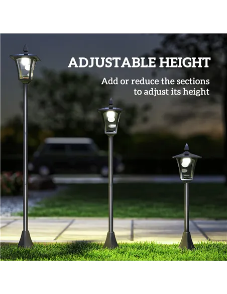 Outsunny Outdoor Garden Solar Post Lamp Sensor Dimmable LED Lantern Bollard Pathway 1.6M Tall – Black