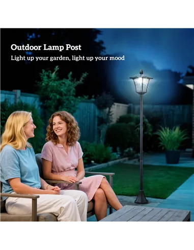 Outsunny Outdoor Garden Solar Post Lamp Sensor Dimmable LED Lantern Bollard Pathway 1.6M Tall – Black