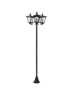 Outsunny 1.8m Traditional Victorian Style 3 Way Head Outdoor Garden Solar Post Lamp Sensor Dimmable LED Lantern Bollard Pathway 