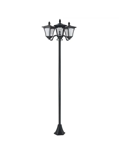 Outsunny 1.8m Traditional Victorian Style 3 Way Head Outdoor Garden Solar Post Lamp Sensor Dimmable LED Lantern Bollard Pathway 