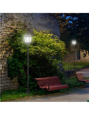 Outsunny Outdoor Garden Solar Post Lamp Sensor Light  LED Lantern Bollard Pathway Torch Light 1.77m Tall