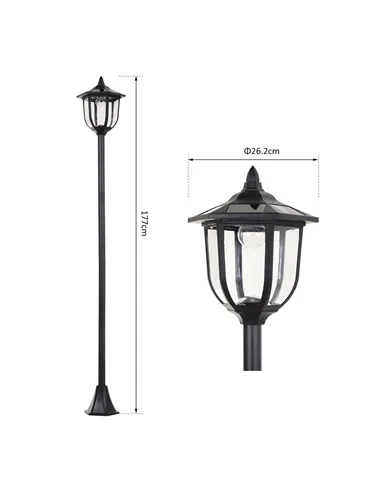 Outsunny Outdoor Garden Solar Post Lamp Sensor Light  LED Lantern Bollard Pathway Torch Light 1.77m Tall