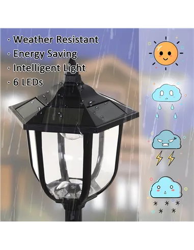 Outsunny Outdoor Garden Solar Post Lamp Sensor Light  LED Lantern Bollard Pathway Torch Light 1.77m Tall