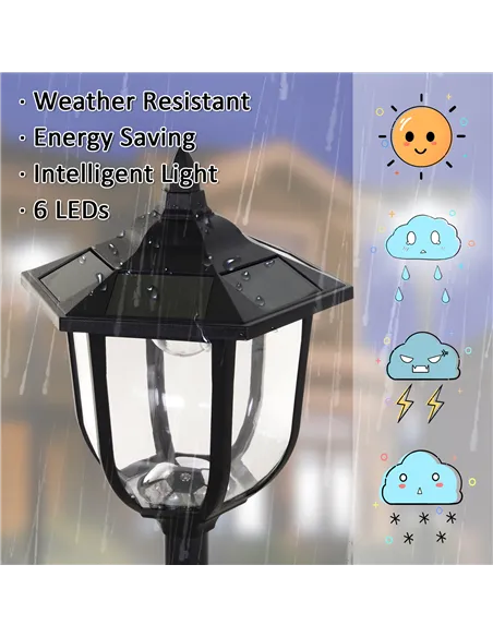 Outsunny Outdoor Garden Solar Post Lamp Sensor Light  LED Lantern Bollard Pathway Torch Light 1.77m Tall