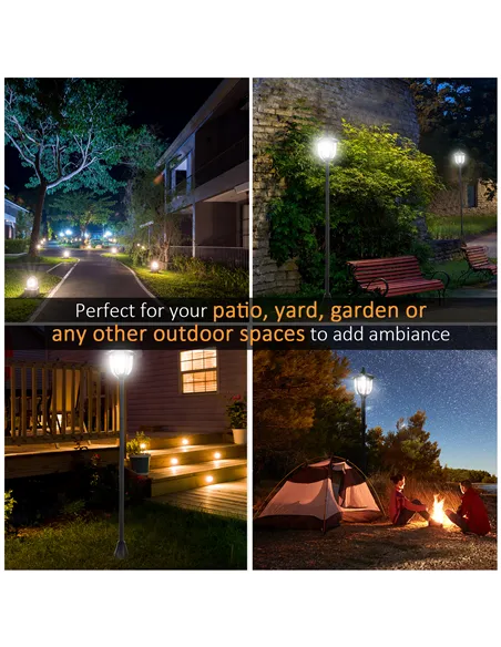Outsunny Outdoor Garden Solar Post Lamp Sensor Light  LED Lantern Bollard Pathway Torch Light 1.77m Tall