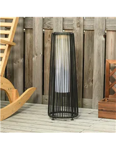 Outsunny Patio Garden Solar Powered Lights Woven Resin Wicker Lantern Auto On/Off 2