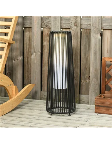 Outsunny Patio Garden Solar Powered Lights Woven Resin Wicker Lantern Auto On/Off