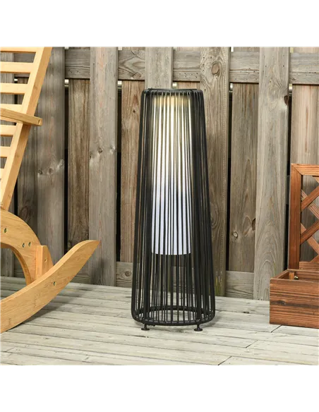 Outsunny Patio Garden Solar Powered Lights Woven Resin Wicker Lantern Auto On/Off