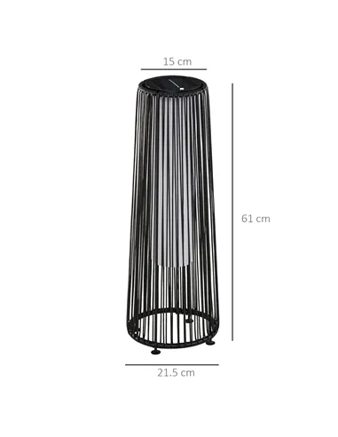 Outsunny Patio Garden Solar Powered Lights Woven Resin Wicker Lantern Auto On/Off