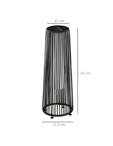 Outsunny Patio Garden Solar Powered Lights Woven Resin Wicker Lantern Auto On/Off