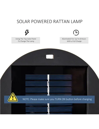 Outsunny Patio Garden Solar Powered Lights Woven Resin Wicker Lantern Auto On/Off