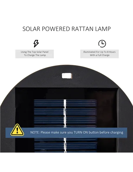 Outsunny Patio Garden Solar Powered Lights Woven Resin Wicker Lantern Auto On/Off