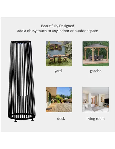 Outsunny Patio Garden Solar Powered Lights Woven Resin Wicker Lantern Auto On/Off
