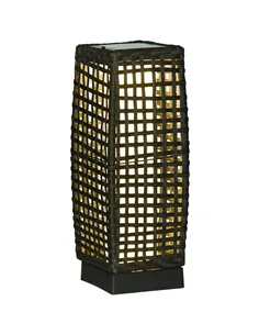 Outsunny Outdoor Rattan Solar Lantern, Brushed PE Wicker Patio Garden Lantern wtih Auto On/Off Solar Powered LED Lights for Indo