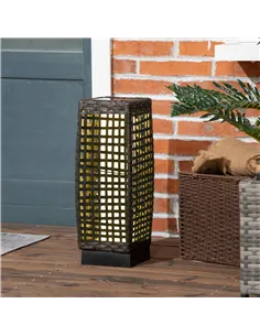 Outsunny Outdoor Rattan Solar Lantern, Brushed PE Wicker Patio Garden Lantern wtih Auto On/Off Solar Powered LED Lights for Indo 2