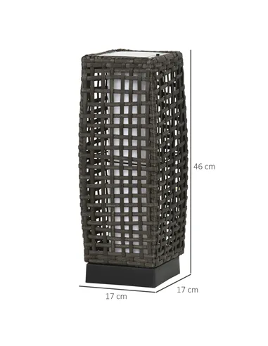 Outsunny Outdoor Rattan Solar Lantern, Brushed PE Wicker Patio Garden Lantern wtih Auto On/Off Solar Powered LED Lights for Indo