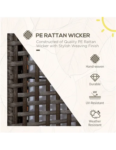 Outsunny Outdoor Rattan Solar Lantern, Brushed PE Wicker Patio Garden Lantern wtih Auto On/Off Solar Powered LED Lights for Indo