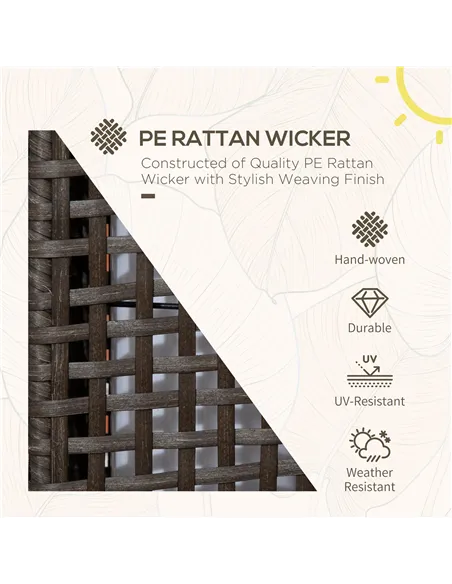 Outsunny Outdoor Rattan Solar Lantern, Brushed PE Wicker Patio Garden Lantern wtih Auto On/Off Solar Powered LED Lights for Indo