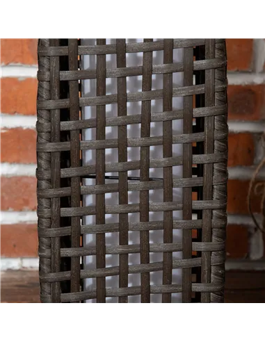 Outsunny Outdoor Rattan Solar Lantern, Brushed PE Wicker Patio Garden Lantern wtih Auto On/Off Solar Powered LED Lights for Indo