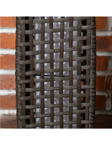 Outsunny Outdoor Rattan Solar Lantern, Brushed PE Wicker Patio Garden Lantern wtih Auto On/Off Solar Powered LED Lights for Indo