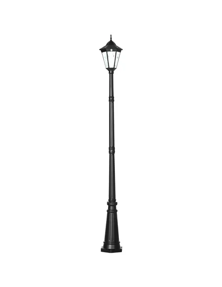 Outsunny 2.4 m Garden Lamp Post Light, LED Solar Powered Patio Path Lighting Lamp with Aluminium Frame, PIR Motion Sensor for La